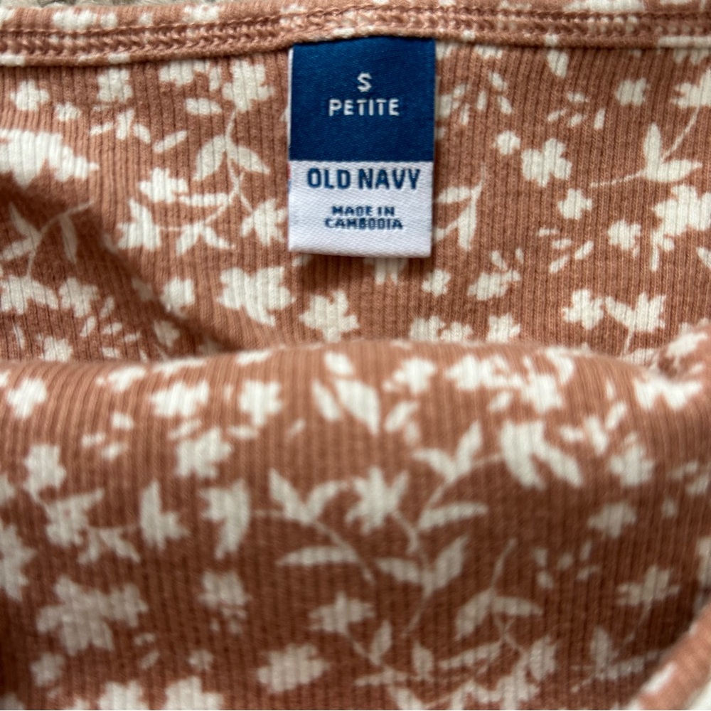 Old Navy Fitted Rib-Knit Cami Mini Dress in Floral Tan Size Small Petite - Picture 7 of 7